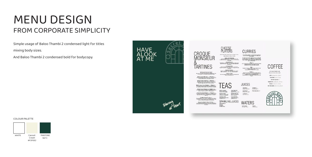 Secret Gate — Menu Design